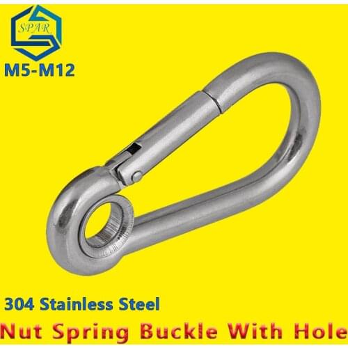Carabiner Spring Snap Hook Steel Clip Link Buckle Heavy Duty Carabiner Clip for Camping Hiking Hammock 304 Stainless Steel