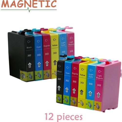 12pcs Compatible Ink Cartridge T2431 24XL For Epson EXPRESSION PHOTO XP- 750/760/850/860/950 inkjet printer 2431