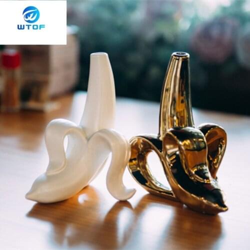 Ceramic Vase Home Decor Flower Pots Planters Gold Banana Furnishing Kitchen Restaurant Decoration Vase