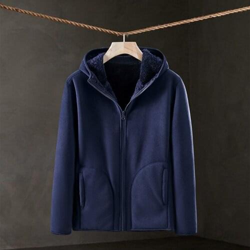 Korean Hooded Fleece Flannel Jacket Outdoor MenS Autumn And Winter Warm Thickened Double-Sided Velvet Coral Jacke