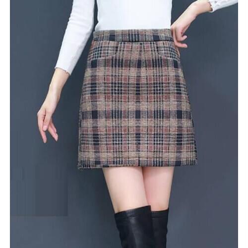 Summer women clothing Chic mini students skirts ins style woolen women skirts plaid one-step korean summer easy match slim skirt