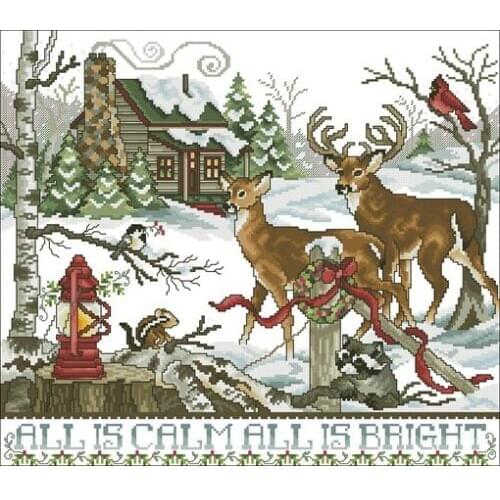 Cross stitch kits genuine long-staple cotton from Egypt with needle- kit Christmas 480 Winter Wonderland - Elk 2