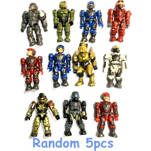 Random 5Pcs Mega Bloks Construx Halo UNSC Spartan Master Chief Building Blocks Construction Figures Toy Model Mini Doll Gift