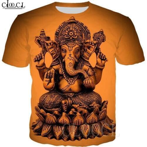 New Ganesha Fashion Casual Yellow Green T Shirt Hindu God of Wisdom 3D Print Men/Women T-shirt Summer Tshirt Streetwear Pullover