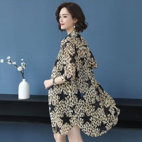 New Women Chiffon Fashion Flowers Long Blouse Half Sleeve Shirts Summer Floral Beach Shirt