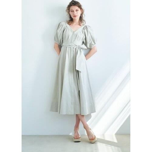 2021 summer new pure color womens slim temperament waist bandage swing style socialite dress