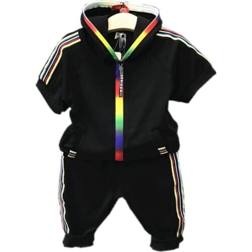 New Fashion Summer Kids Boys Girls Clothes Children Sportswear Zipper Hoodies Pants 2Pcs/Set Baby Hooded Clothing Outfit Sets