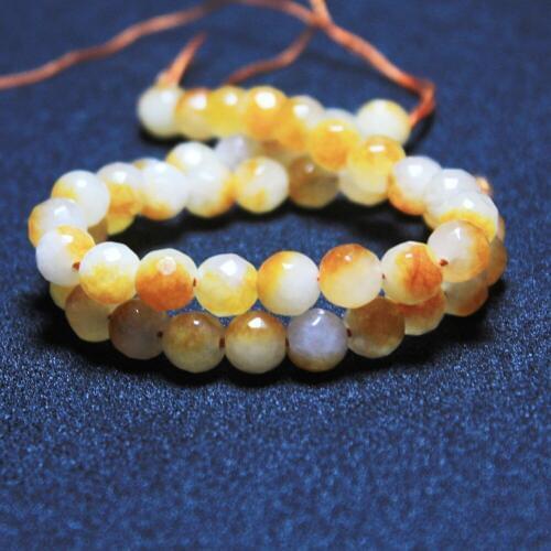 Wholesale AAA+Faceted Yellow White Natural White Stone Round Beads For Jewelry Making DIY Bracelet Necklace 8 mm Strand 15