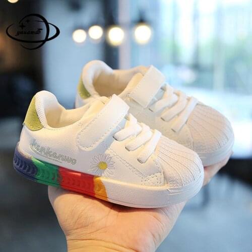 1-4y Kids Flats Shoes Boys And Girls Spring Autumn Pu Leather Shoes Hook&loop Flower Breathable Soft Bottom Children Shoes H26