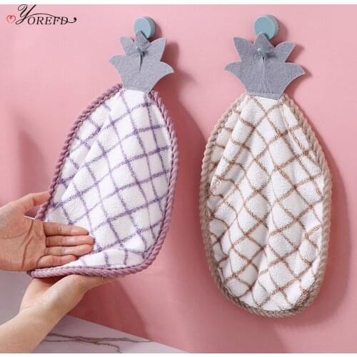 OYOREFD Cute Coral Fleece Kitchen Towel Kitchen Bathroom Hanging Hand Towel Microfiber Cleaning Cloth Household Cleaning Tools