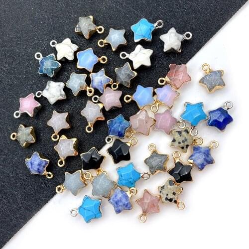 3pcs/bag Faceted Pentagram Pendant Natural Stone Necklace Multicolor Jewelry DIY Making Necklace Accessories Jewelry Charm