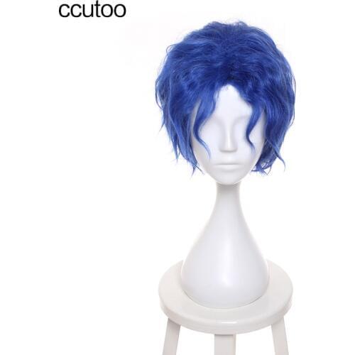 Ccutoo Fate/stay night Matou Shinji 12" Blue Short Curly Mens Fluffy Synthetic Hair High Temperature Fiber Cosplay Cos Wigs