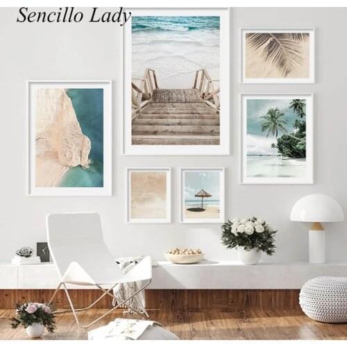 Caribbean Beach Coastline Poster Summer Nature Ocean Landscape Painting Canvas Print Wall Art Picture Living Room Decoration