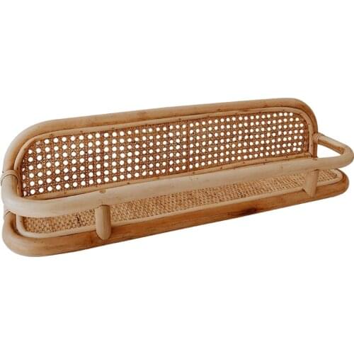 Rattan hanging rack on the wall storage shelf for kitchen