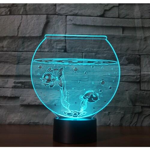 Lifelike Fish tank 3D Lamp 7 Colors LED Night Light 3d light Fish Bowl Table Lamp Home Decoration Night Light Battery Powered