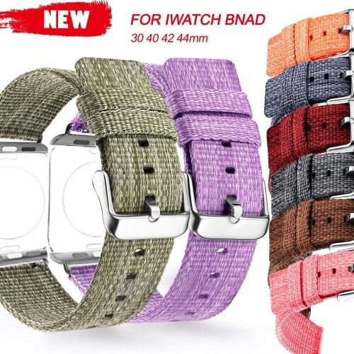 Thick Nylon Canvas Watch Strap for Apple Watch Band 44mm 40mm 42mm 38mm for Iwatch Series 5 6 SE 3 4 2 Sport Bands Accessories