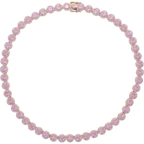 Luxury Summer Iced Out Hip Hop Design 2 Size Silver Color Shiny Necklace Paved White Cz Dainty Jewelry For Women Wedding Gift