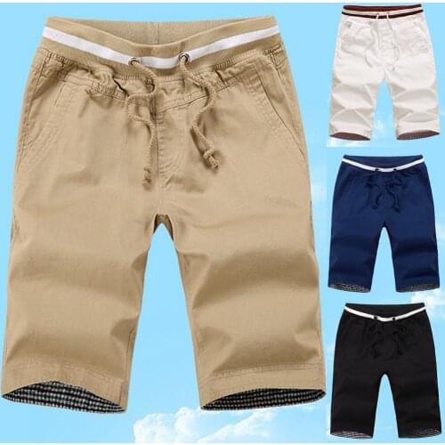 Men Shorts Sweatpants Cotton Jogger Mens Casual Shorts Solid Color Drawstring Summer Thin Multi Pockets Shorts for Daily Wear