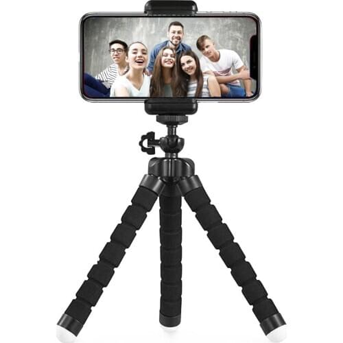 Phone Tripod, Portable And Adjustable Camera Stand Holder With Wireless Remote And Universal Clip For Iphone, Android Phone, Cam