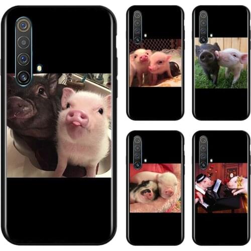 Cute Pink Piggy For OPPO Find X3 X2 K5 K3 R17 R15 R9S F19 F15 F11 F9 F7 F5 Neo lite Pro Black Soft Phone Case