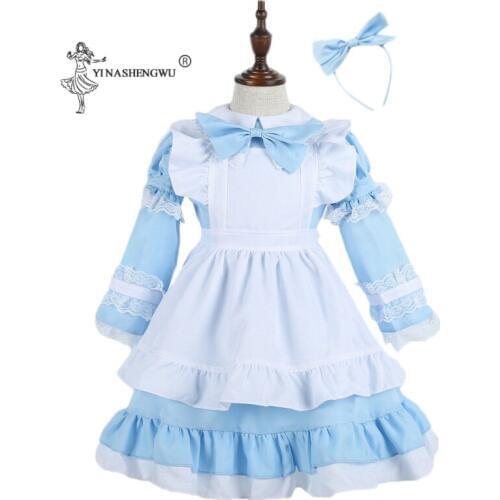 Alice Blue Costume Wonderland Costume Halloween Carnival Cosplay Costume Suit Maids Lolita Fancy Dress lady Anime Maid Uniform
