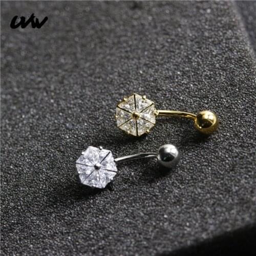 UVW164 1pc Bohemia Surgical Steel Cubic Zirconia Sex Belly Piercing Bars Button Rings Navel Rings Fashion Piercing Ombligo