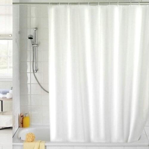 Extra Long White Shower Curtain Hotel Heavy Weight Polyester Bathroom Curtain Waterproof Mildew Free Solid Color Thicken Hooks