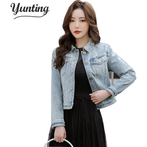 Vintage Blue Color Denim Coat Women 2021 Autumn Jeans Jacket For Women