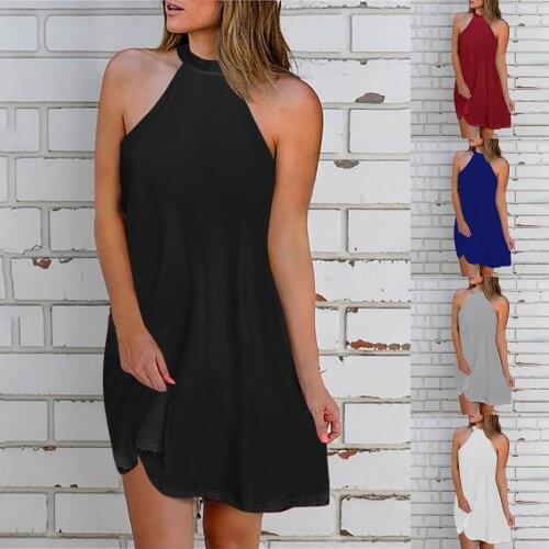 Dresses For Women 2021 Simple Design Sleeveless Dress Open Back Sexy Solid Color Mini Dress Vestidos De Fiesta Платье Летнее