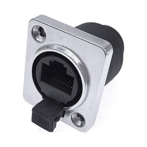 1 piece RJ45 Waterproof Network Connector with Rubber cover IP65 8p8c D type Panel Mount Socket RJ45 Ethernet Connector