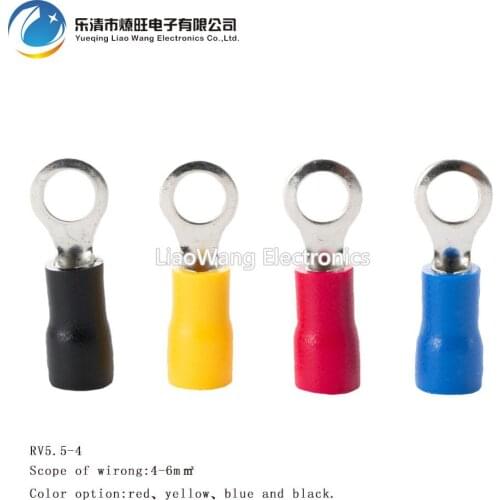 100PCS/LOT RV5.5-4/8/10 circular cold pressed terminal wiring terminal insulation terminal Wire connector