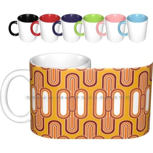 1970s Retro Vintage Seventies Style Pattern Ceramic Mugs Coffee Cups Milk Tea Mug Hippie Hippy Boho Bohemian Boho Style