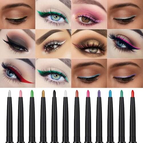 NEW 2 in1 Double Color Eyeliner Pen Pearl White Pink High Light Lying Silkworm Pen Eye Makeup Anti-blooming TSLM2