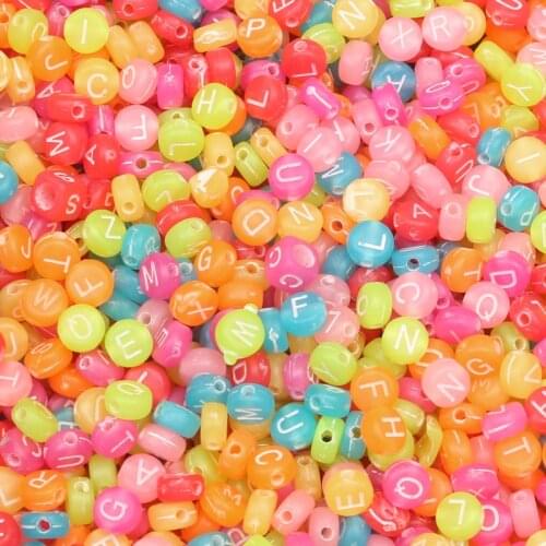 200Pcs Mixed Colorful Letter Acrylic Beads 7mm For Jewellery Marking Loose Spacer Beads Bracelet Necklace Charm Jewelry Finding