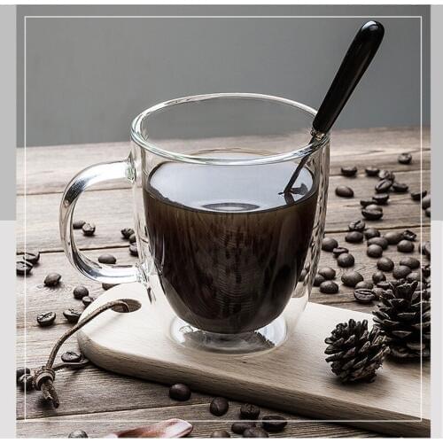 250ml375ml475mlDouble glass high borosilicate transparent Creative Cup tropical resistant coffee cups custom made logo cups