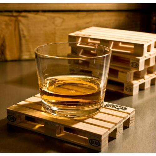 4pcs/sets Rectangle Mini Wooden Pallet Coaster Set Whiskey Wine Glass Cup Mat Pad Hot Cold Drink Wood Table Mat Bar Tool SN2116