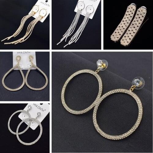 5 Pairs Mix Round Water Drop Dangle Earrings Jewelry Wholesale Inlay Rhinestone Punk Statement Earrings Drop Earrings for Women