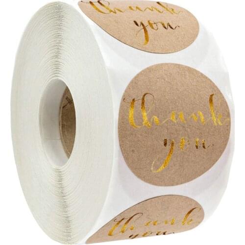 50pcs/lot Vintage"Thank you" Round Kraft paper Seal sticker For handmade products baking products sealing sticker Label
