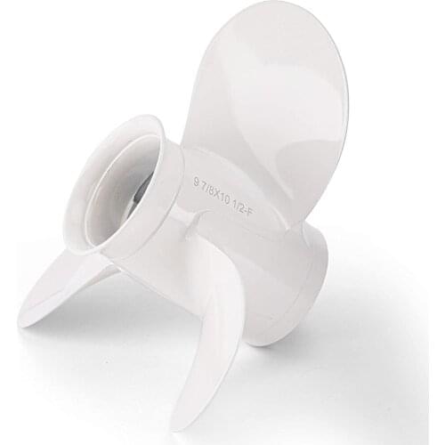 664-45945-00-EL 9 7/8 x 10 1/2 Outboard Propeller For Yamaha 20-30HP Aluminum Alloy White 3 Blades 10 Spline 664-45945-00