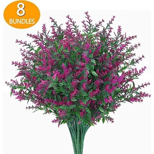 8 Bundle Romantic Provence Lavender Wedding Decorative Vase For Home Decor Uv Resistant Artificial Flowers Grain Fake Plant P1