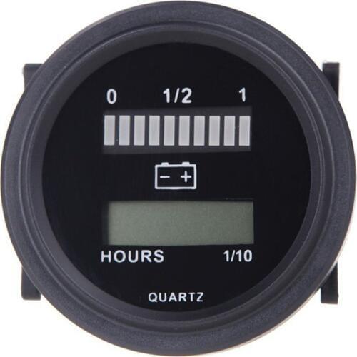 Promotion! 12V/24V/36V/48V/72V LED Digital Battery Status Charge Indicator with Hour Meter Gauge Black