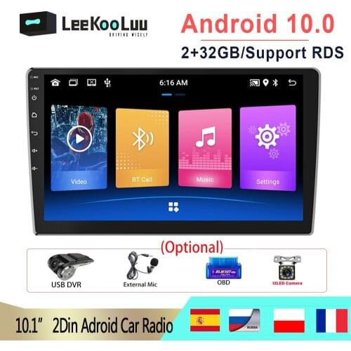 LeeKooLuu Autoradio 2 din Android 10.0 Multimedia Player Car Radio GPS Navigation WIFI Mirrorlink for Toyota Volkswagen Hyundai