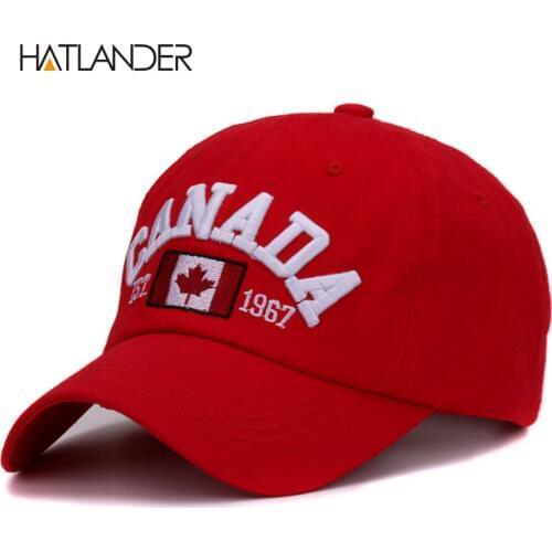 Hatlander brand Canada letter embroidery baseball caps cotton gorra snapback curved dad hat leisure outdoor women men sports cap