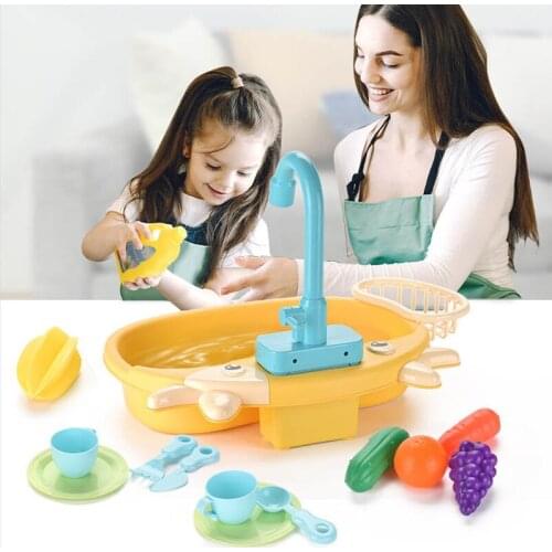 Kids Kitchen Toys set Simulation Electric Dishwasher Pretend Play Mini Sink Kitchen Food Educational House Playing Girl Gift Toy