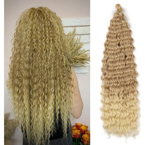 Deep Wave Twist Synthetic Crochet Hair Soft Afro Curs 28Inch For Women Ombre Crochet Braids Hair 60Stands/P Alibaby