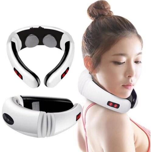 Electric Pulse Back and Neck Massager Far Infrared Heating Pain Relief Tool Health Care Relaxation Intelligent Cervical Massager