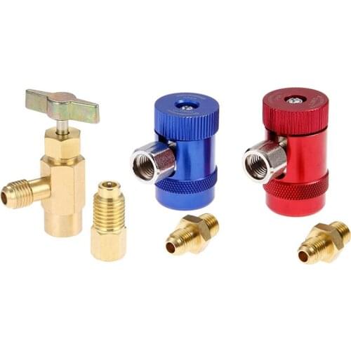 HLZS-R1234YF Self-Sealing Can Tap with R134A Tank Adapter and R1234 Quick Couplers, for A/C RefrigerAnts Mainfold Gauge Set