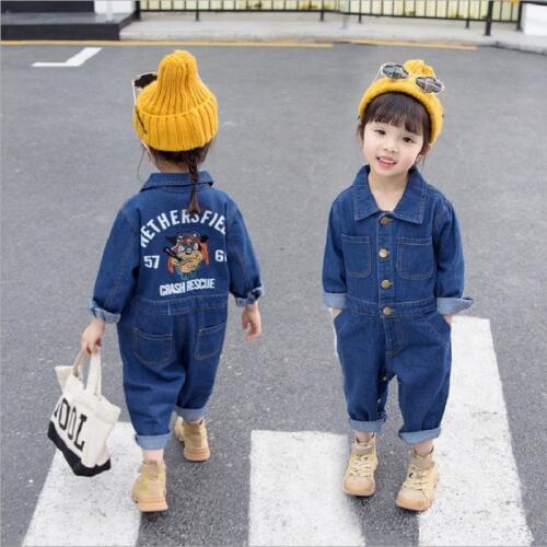 Spring and Autumn Baby Clothes Kids Boys Girls Romper Cotton Cartoon Denim Romper Jumpsuit long-sleeved Children Clothes Outfits