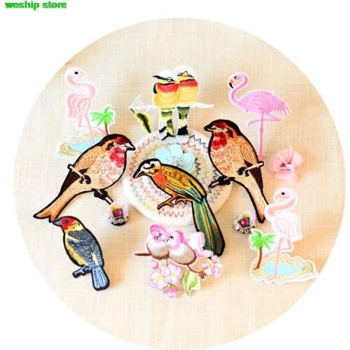 New High-quality Embroidery Hand beading patch Rhinestone birds applique by sew-on DIY handmade 1 order=1set=9pcs