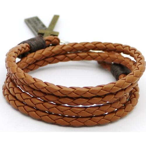 2016 New Fashion Alloy Mens Cross Bracelet High Quality Retro Bracelet Brave Knight Christmas Gift Leather Bracelet Bangle Ms